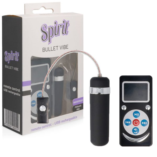 Μκρός δονητής / Bullet Spirit Vibe Premium μαύρος με 10 επίπεδα δόνησης, επαναφορτιζόμενος με USB, χωρίς Φθαλικα, αδιάβροχος.
