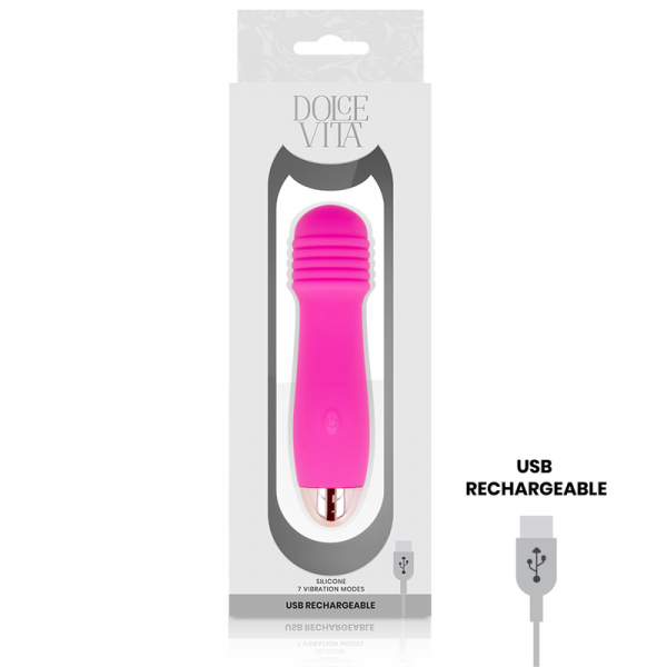Δονητής Dolce Vita Vibrator Three 10 Speed ροζ επαναφορτιζόμενος με USB, από υποαλλερκική σιλικόνη, με 7 επίπεδα δόνησης, χωρίς φθαλικα, αθόρυβος.
