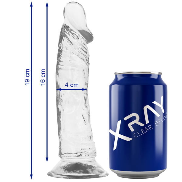 Φαλλός Xray Clear 19 εκ X 4 εκ διάφανος, υποαλλεργικός, χωρίς Χωρίς Φθαλικα/Phthalate free.