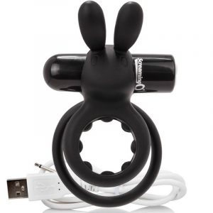 Screaming O Rechargeable Vibrating δαχτυλίδι πέους With Rabbit – O Hare- Black