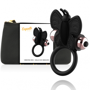 Coquette Cock δαχτυλίδι πέους Butterfly With Vibrator Black/ Gold