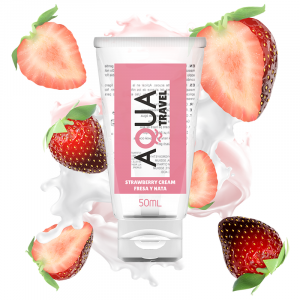 Aqua Travel Strawberry Cream Flavour Waterbased Lubricant – 50 Ml