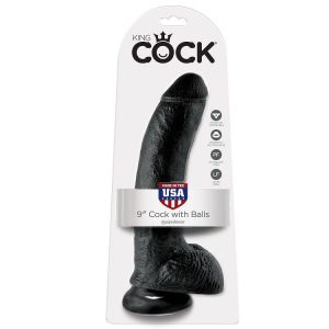 King Cock 9″ Cock Black With Balls 22.9 Cm