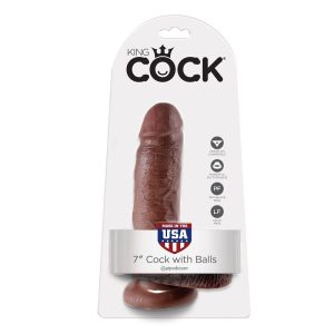 KING COCK 7″ COCK BROWN WITH BALLS 17.8 CM