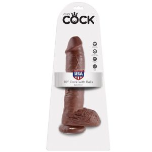 KING COCK 10″ COCK BROWN WITH BALLS 25.4 CM